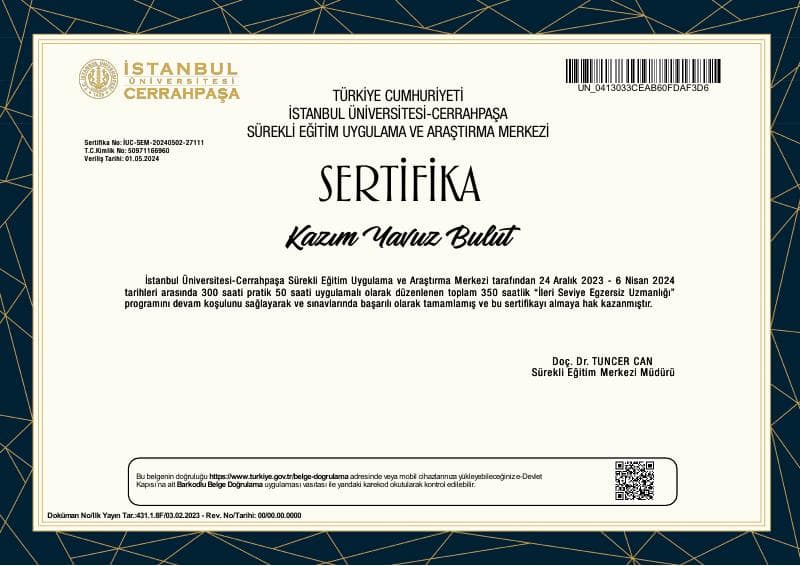İleri Seviye Egzersiz Uzmanlığı